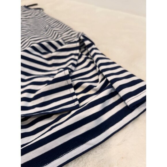 New J. Crew Size S Navy and White Striped Tie Back Knit Midi Dress BR906 - Picture 9 of 12